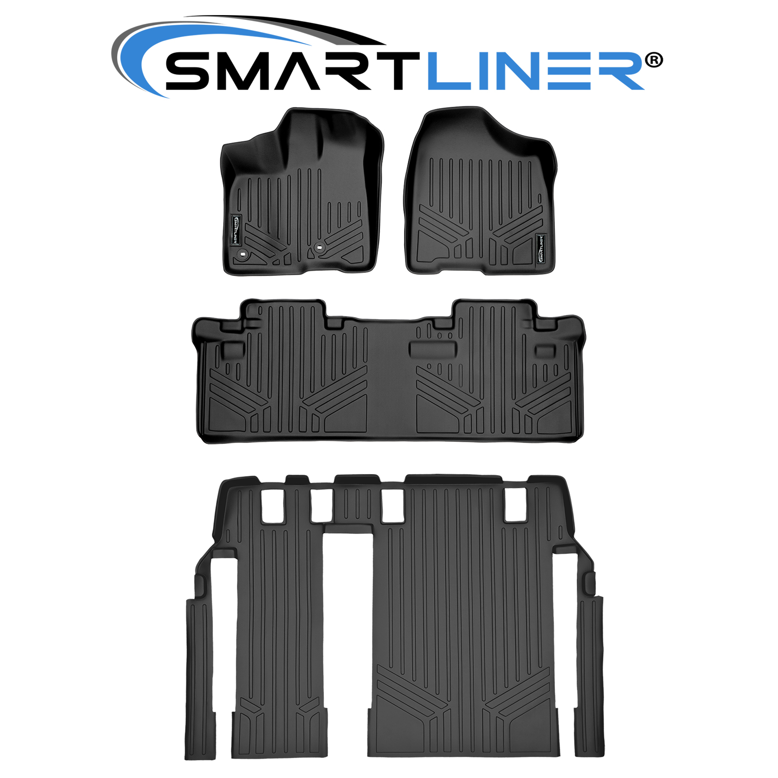 Smartliner Floor Mats Liner 3 Rows Set Black For 13 2020 Sienna 8 Passenger Ebay 6871